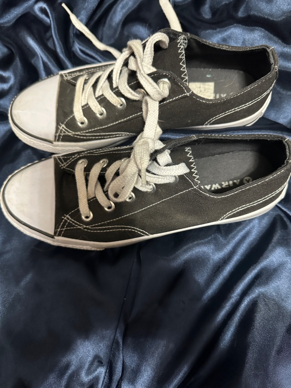 Airwalk Black Canvas Low-Top Sneakers with White Accents